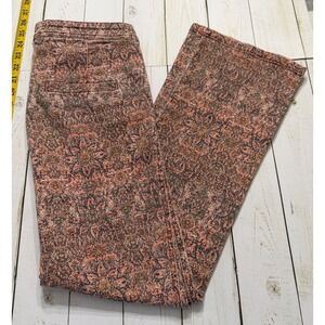 Free People Frida Cropped Flare Jeans‎ Boho Tapestry Print Women's Size 6
